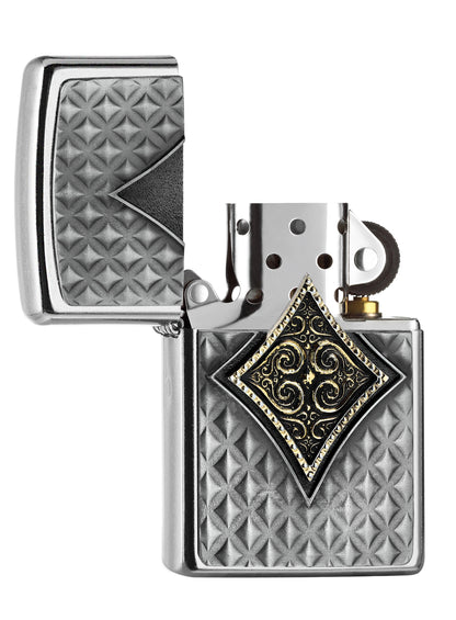 Zippo Feuerzeug Karo Emblem geöffnet