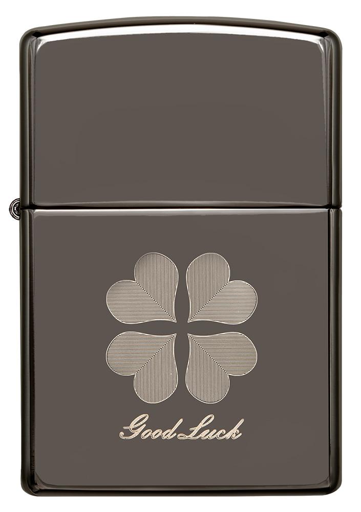 Front of Good Luck Design Black Ice Windproof Lighter