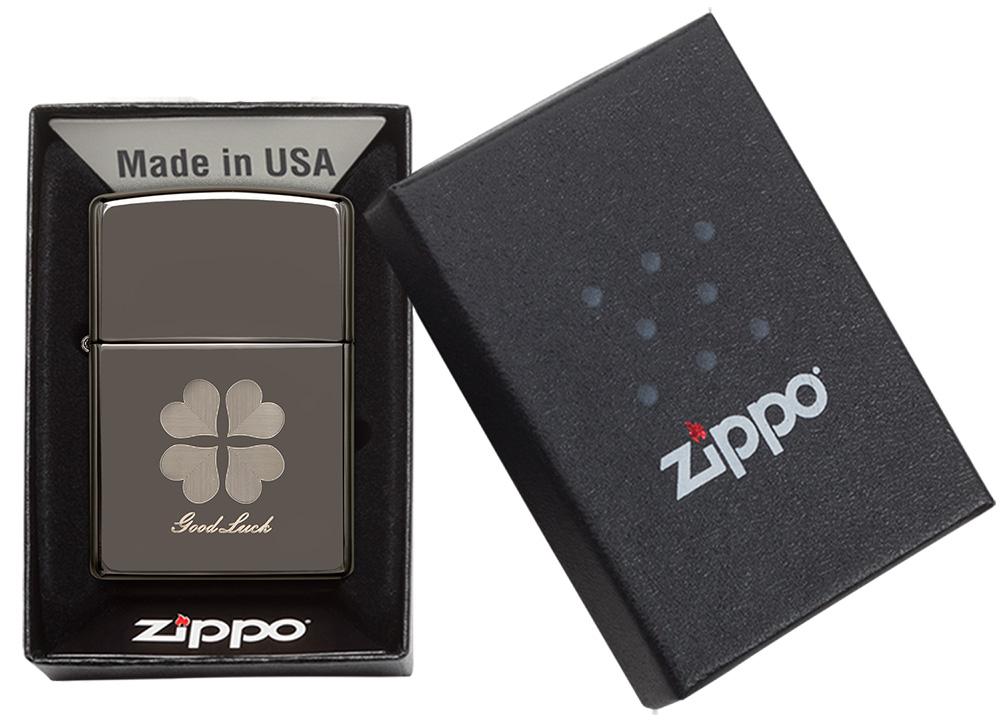 Good Luck Design Black Ice Windproof Lighter in packaging