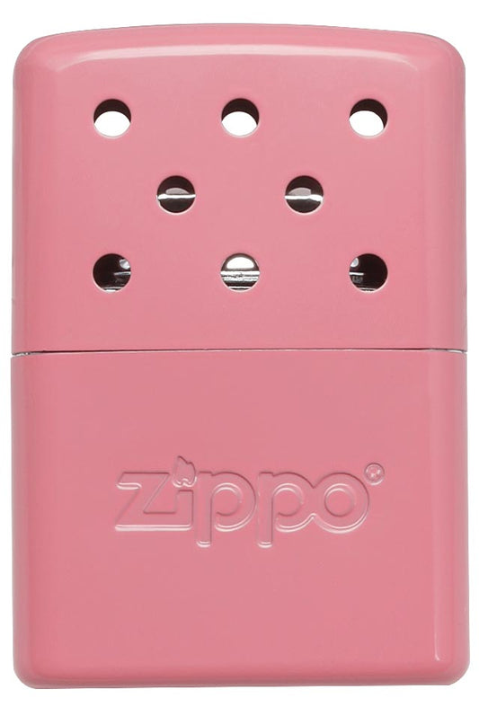 Frontansicht Zippo Handwärmer Metall Rosa klein