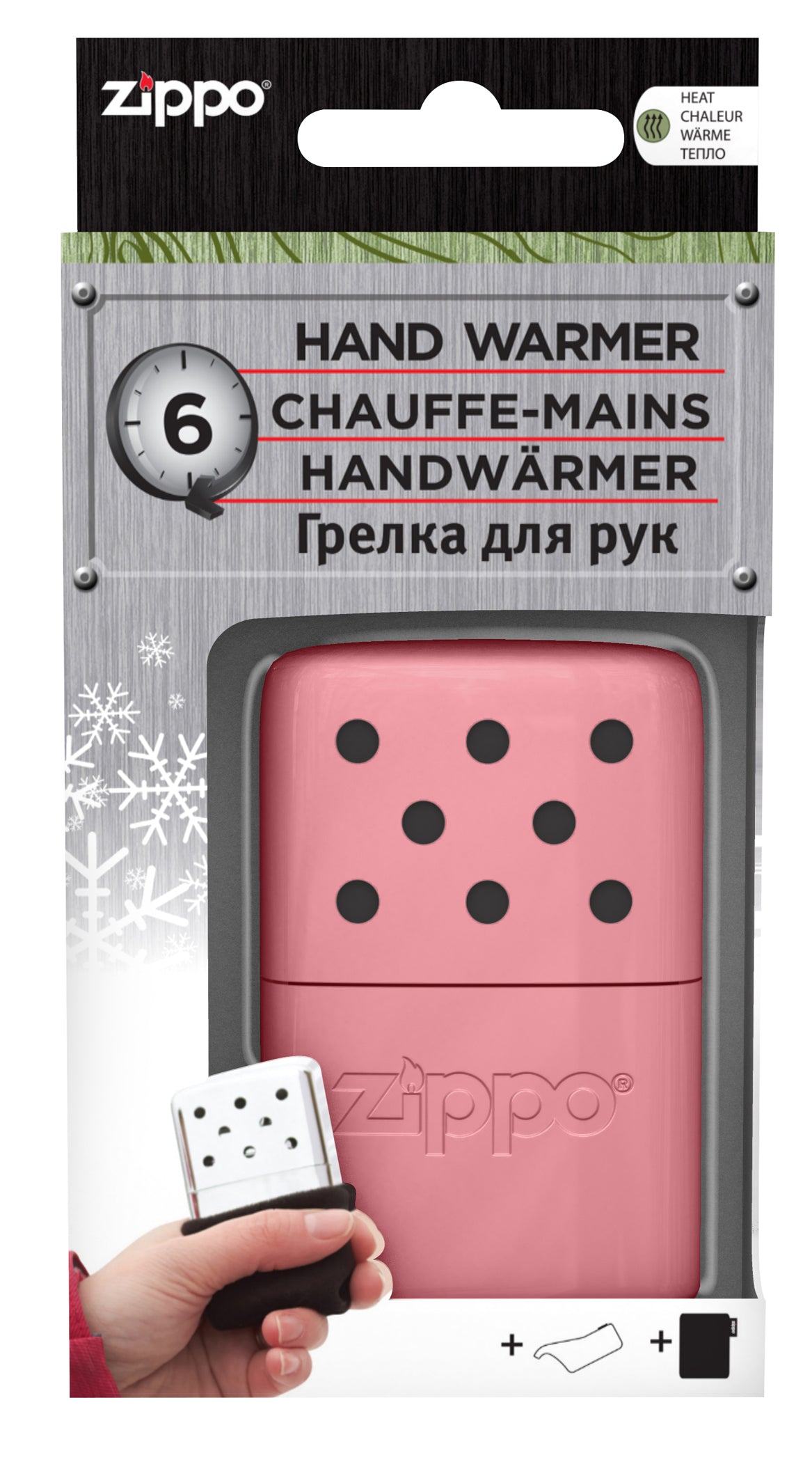 Zippo Handwärmer Metall Rosa klein in Verpackung