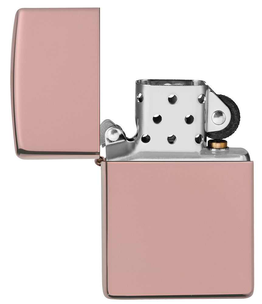 Zippo Feuerzeug rose gold Hochglanz geöffnet