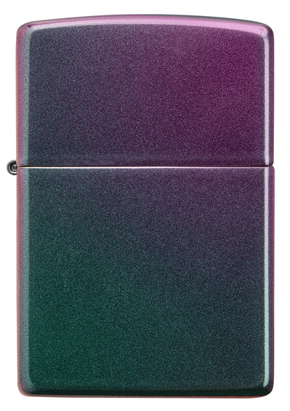 Frontansicht Zippo Feuerzeug Iridescent violett grün